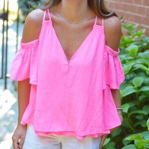 Lilly Pulitzer Bellamie Strappy Cold Shoulder Tiki Hot Pink Top/ Blouse Size XS